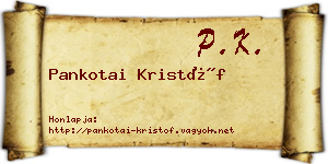Pankotai Kristóf névjegykártya